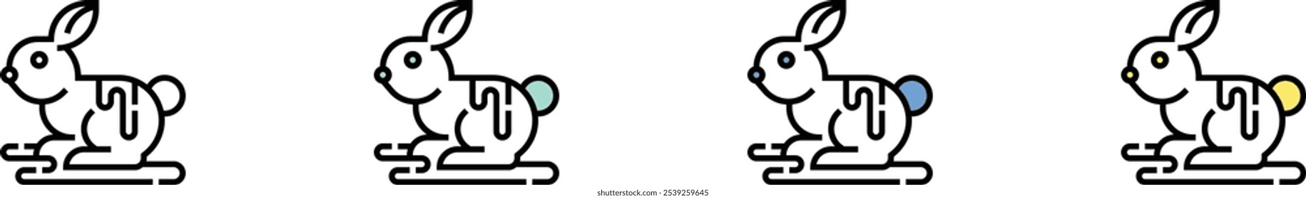 chocolate bunny icon. Outline, Green, Blue and Yellow Style Design Isolated On White Background