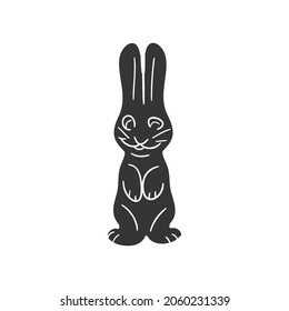 Chocolate Bunny Icon Silhouette Illustration. Easter Rabbit Vector Graphic Pictogram Symbol Clip Art. Doodle Sketch Black Sign.