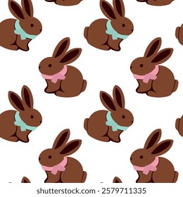 Chocolate bunny, pattern, sweet, delicious, Easter bunny, Vector