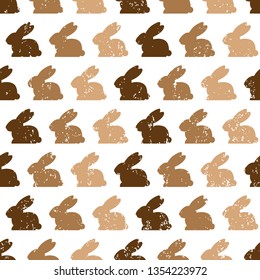 Chocolate Bunny Seamless Pattern. Rabbit Decoration. Vector Illustration.