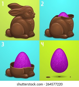 Chocolate bunny with a surprise egg inside