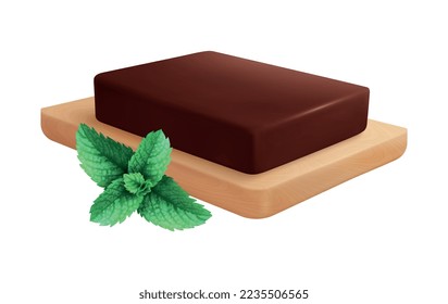 Chocolate butter realistic composition with brown liquid shapes on blank background vector illustration