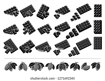 Chocolate, cacao set. Elements and icons collection. Vector