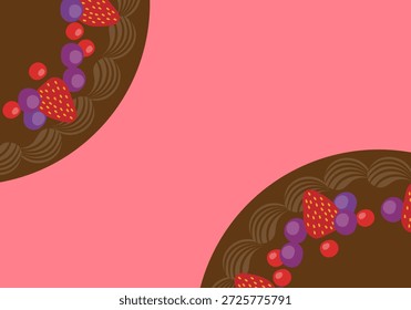 Ilustración de marco de fondo de pastel de chocolate para el día de San Valentín con espacio de copia