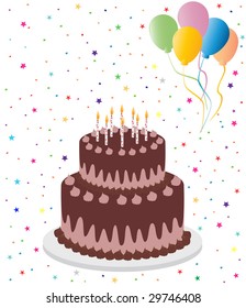 Chocolate cake and balloons