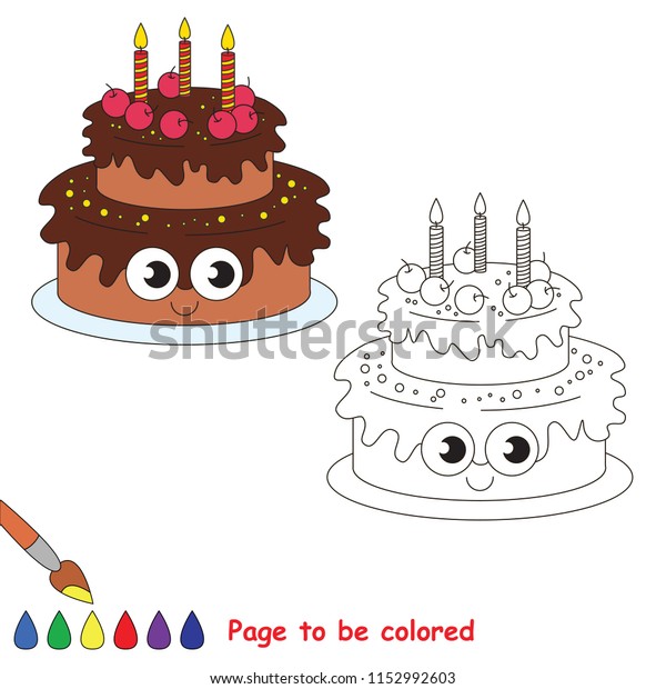 Chocolate Cake Be Colored Coloring Book Royalty Free Stock Image