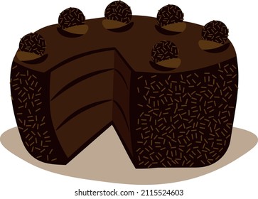 chocolate cake bolo de brigadeiro brasil sweet dessert vector icon