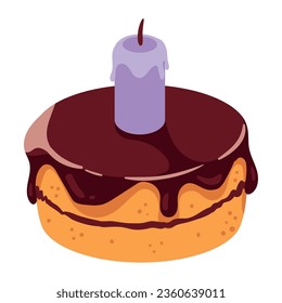 chocolate cake with candle vector isolated