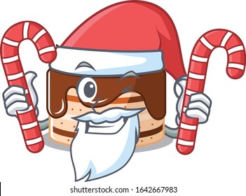 Chocolate cake Cartoon character wearing Santa costume bringing a candy