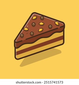 Vector de dibujos animados de pastel de chocolate. Tema de ilustración de alimentos y bebidas.