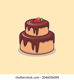 Chocolate cake cartoon vector icon illustration