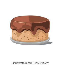 Chocolate cake cartoon, vector illustration