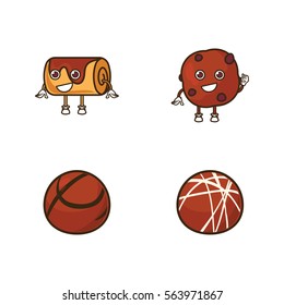 Chocolate Cake And Character Icon Logo Vector Element Set