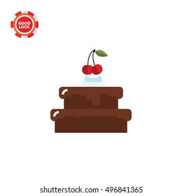 Chocolate Cake with Cherry Icon