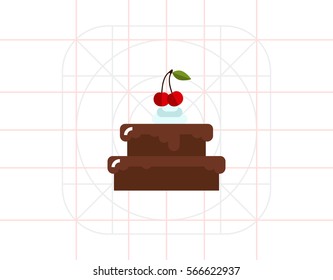 Chocolate Cake with Cherry Icon