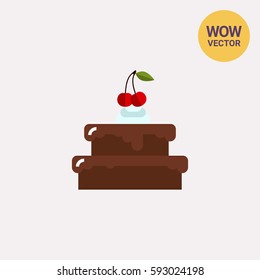 Chocolate Cake with Cherry Icon