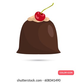 Chocolate cake color flat icon for web and mobile design
