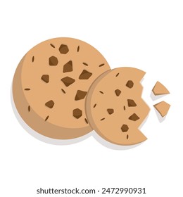 Chocolate Cake Concept. Vector Cartoon Icon Illustration, Food and drink vector icon illustration, sweet food, sweet dry chocolate bread, Isolated Premium Vector Food Snack Icon Concept.