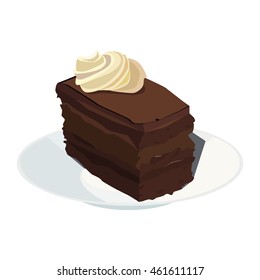 chocolate cake with cream on a plate