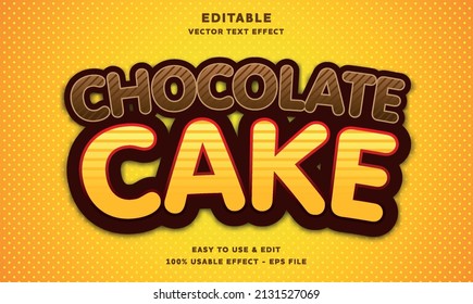 chocolate cake editable text effect with modern and simple style, usable for logo or campaign title