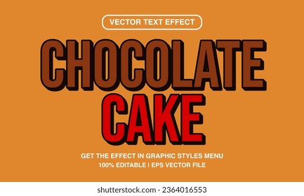 Chocolate cake editable text effect template, 3d cartoon text style, premium vector	