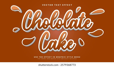 Chocolate cake Editable Text effect Template with modern and simple style