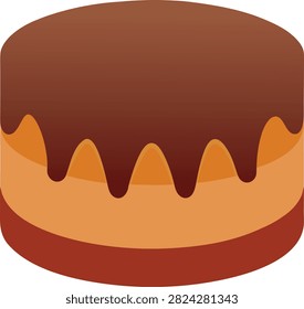 Chocolate Cake Flat Icon with Dripping Ganache Dessert Vector