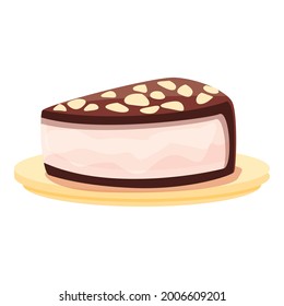 Chocolate cake icon cartoon vector. Cream piece. Slice chocolate pie
