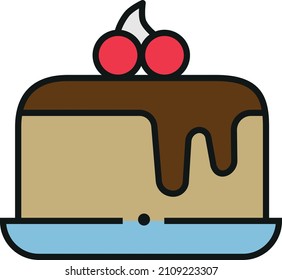 Vector de postre del icono del pastel de chocolate