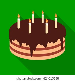 Chocolate cake icon in flat style isolated on white background. Cakes symbol stock vector illustration.