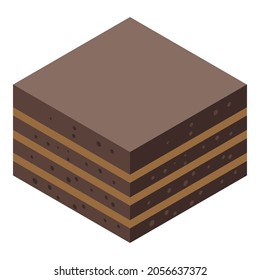 Icono de pastel de chocolate. Isométrico icono vectorial de pastel de chocolate para diseño web aislado en fondo blanco