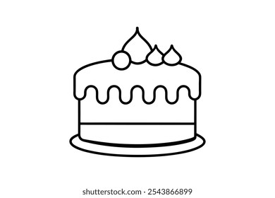 Chocolate cake icon line art vector illustration design