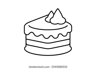 Chocolate cake icon line art vector illustration design