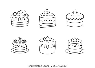 chocolate cake icon line art vector illustration cake outline design