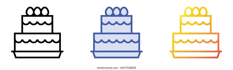 chocolate cake icon. Linear, Blue Fill and Gradient Style Design Isolated On White Background