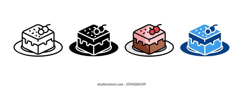 Chocolate Cake Icon Set Multiple Style Collection