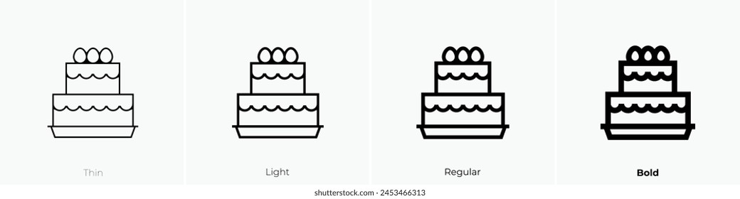 chocolate cake icon. Thin, Light Regular And Bold style design isolated on white background