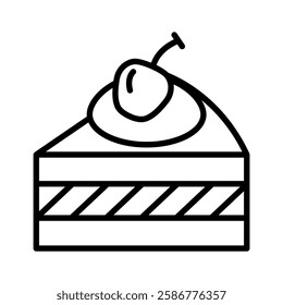 Chocolate cake icon in thin line style