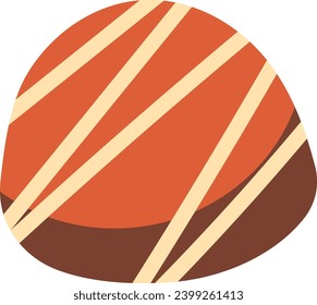 chocolate cake icon topped with orange and vanilla. 