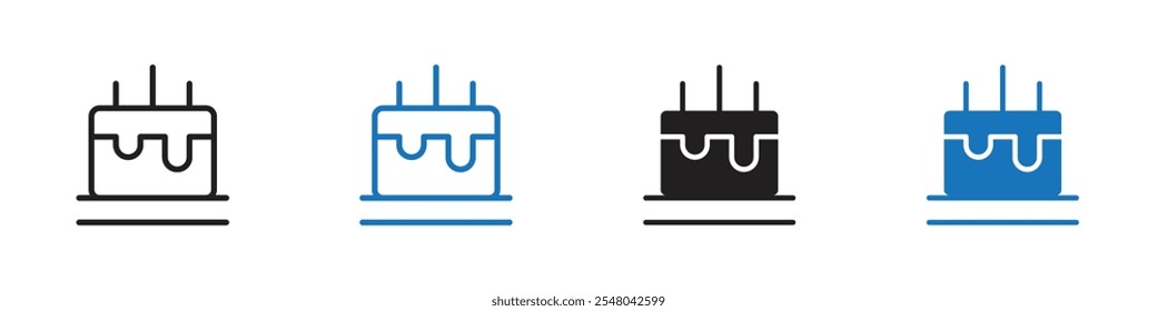 Chocolate cake icon Vector set outline