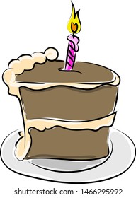 Chocolate cake, illustration, vector on white background.