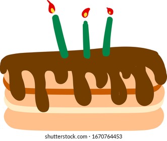 Pastel de chocolate, ilustración, vector sobre fondo blanco.