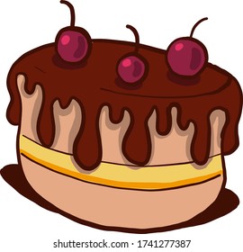 Pastel de chocolate , ilustración, vector sobre fondo blanco