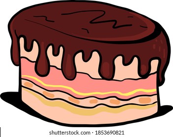 Chocolate cake, illustration, vector on white background