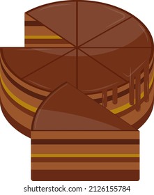 Chocolate cake, illustration, vector on a white background.