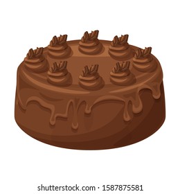 Chocolate cake isolated illustration, vector cartoon design.