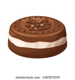 Chocolate cake isolated illustration, vector cartoon design.
