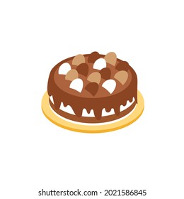 Pastel de chocolate aislado de fondo blanco. Ilustración del vector