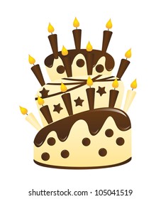 chocolate cake isolated over white background. vector