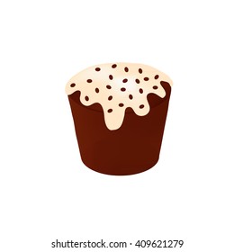 Chocolate cake, isolated, vector illustration